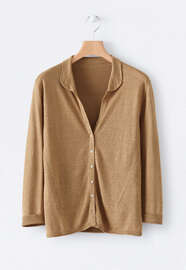 Collared cardigan, Soft ochre, webstill