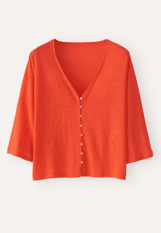 Kimono-style-sleeve jersey top, Orange red, webstill