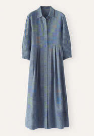 Gingham checked dress, Blue gold, webstill