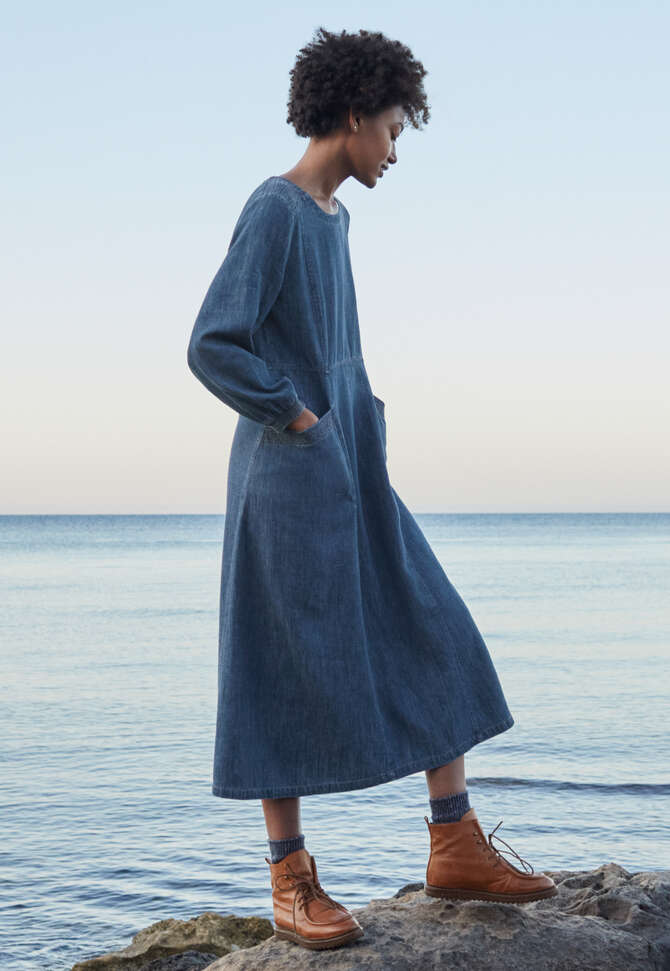 Indigo-dyed dress, Dark denim, completeTheLook