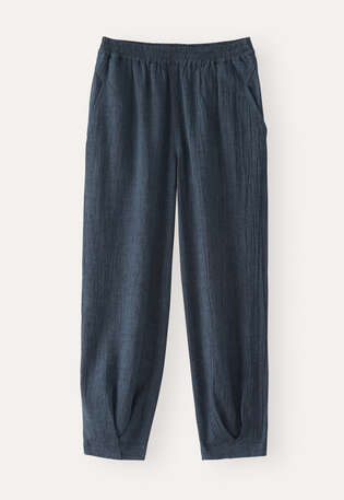 Crinkle tapered trousers, Dark indigo, webstill