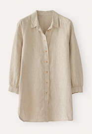Deep side-split shirt, Natural, webstill