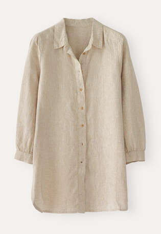 Deep side-split shirt, Natural, webstill