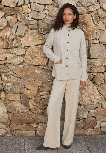 Rib-stitch cardigan, Grey pearl, completeTheLook