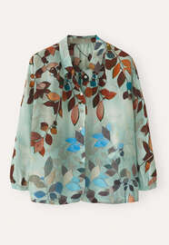 Printed dolman-sleeve blouse, Mint brown, webstill