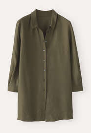 Deep side-split shirt, Dark khaki, webstill