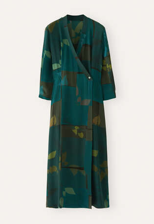 Printed wrap dress, Petrol green, webstill