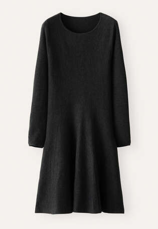 Knitted fit-and-flare dress, Washed black, webstill
