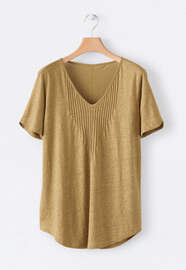V-neck T-shirt, Soft ochre, webstill