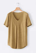 V-neck T-shirt, Soft ochre, webstill