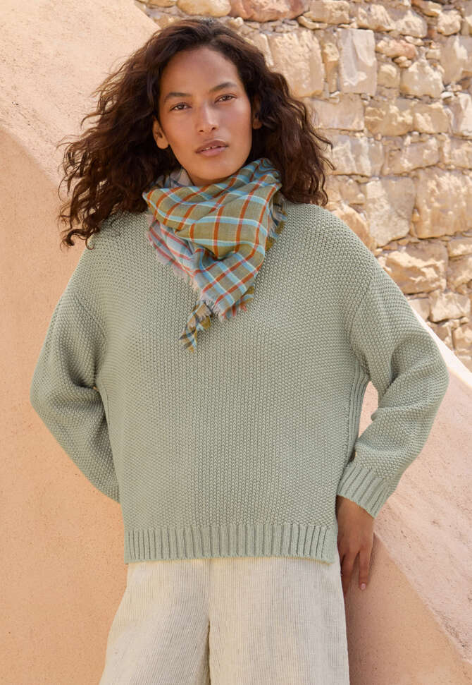 Checked scarf, Sage rose, completeTheLook