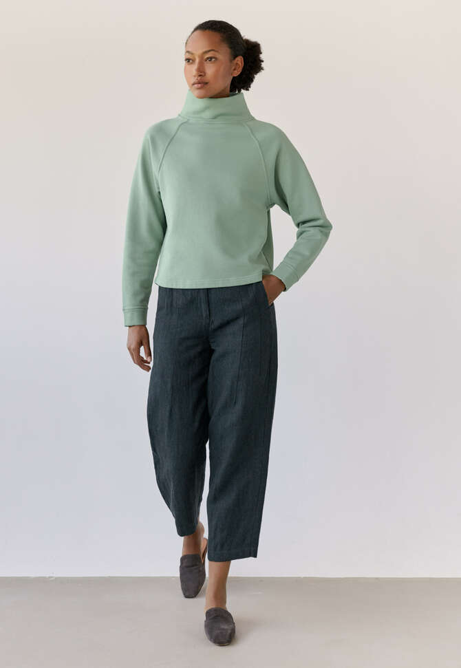 Barrel-leg trousers, Dark petrol, completeTheLook