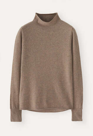 Slim funnel-neck sweater, Latte, webstill
