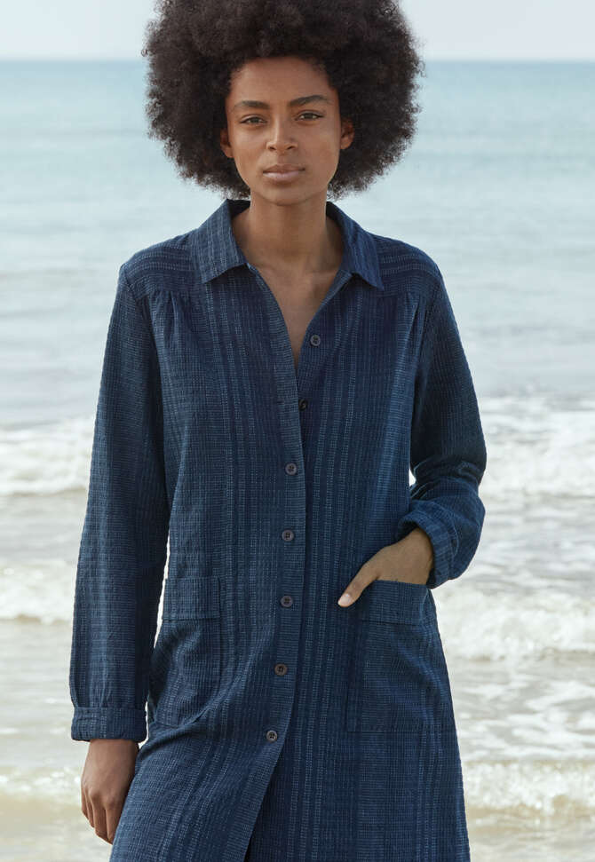 Striped shirtdress, Dark blue, completeTheLook