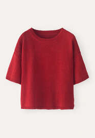 Short-sleeve sweater, Flame red, webstill