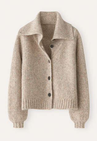 Funnel-neck cardigan, Shell grey, webstill