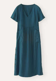 Short-sleeve v-neck dress, Dark petrol, webstill