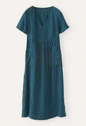 Short-sleeve v-neck dress, Dark petrol, webstill