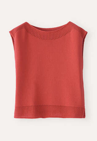 Crochet-stitch sweater, Red coral, webstill