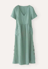 Short-sleeve v-neck dress, Bay green, webstill