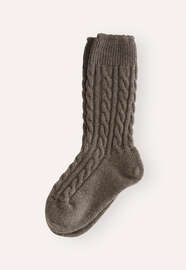 Cable socks, Dark brown, webstill