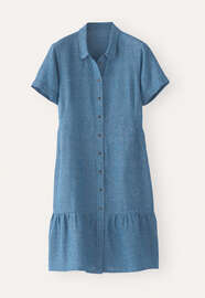 Gathered hem-seam dress, Aqua navy, webstill