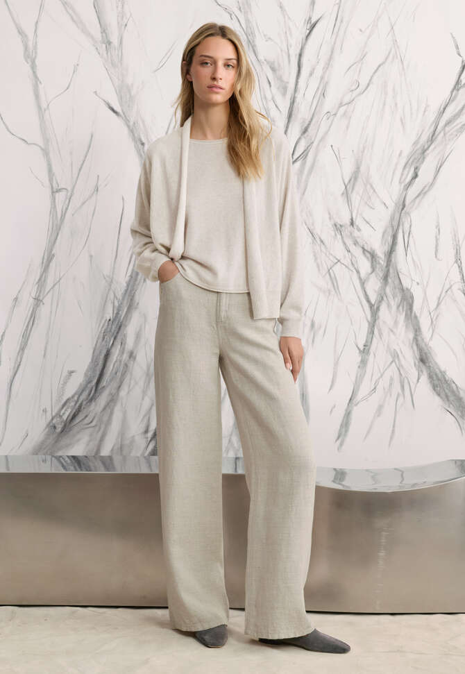 Wide & straight leg trousers, Ecru grey, completeTheLook