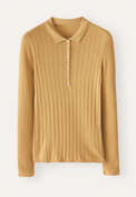 Ribbed polo sweater, Honey yellow, webstill