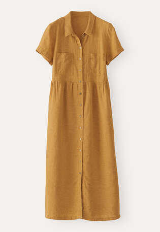 Gathered-waist dress, Ochre honey, webstill