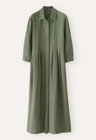 Gingham checked dress, Olive blue, webstill