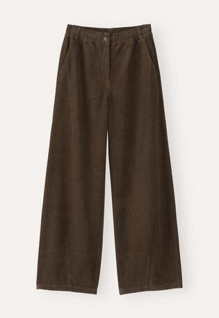 Cord dart-hem trousers, Peat, webstill