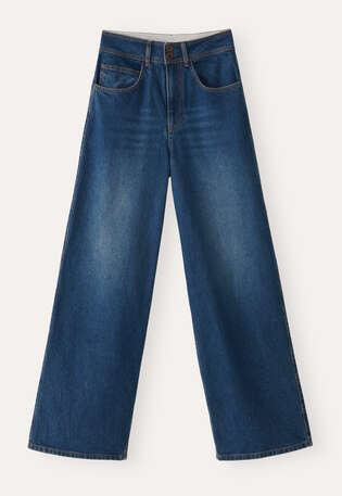 Wide-leg jeans, Mid blue wash, webstill