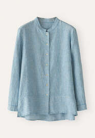 Striped shirt with peplum, Turquoise stone, webstill