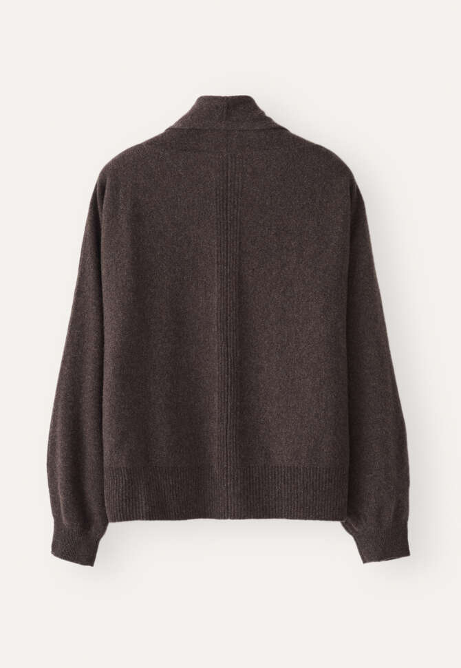 Dolman shawl-collar cardigan, Maroon brown, completeTheLook