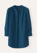 Long curved-hem shirt, Petrol ink, webstill