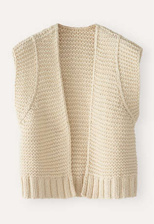 Hand-knitted waistcoat, Ecru, webstill
