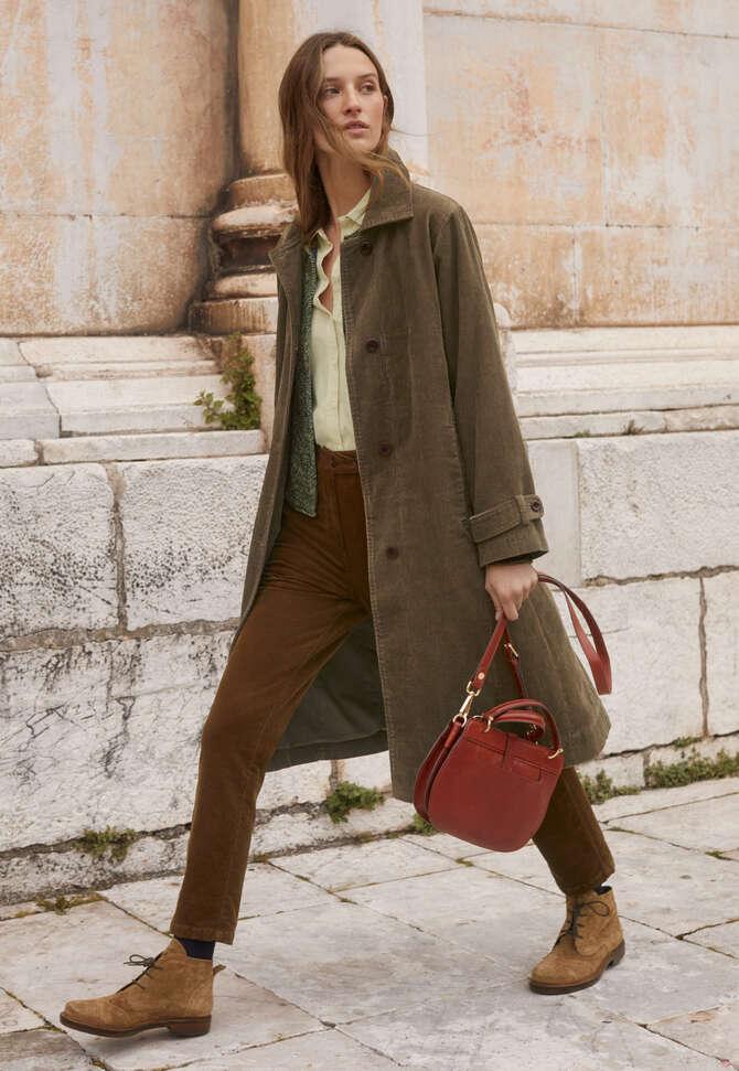 Funnel-neck coat, Khaki brown, completeTheLook