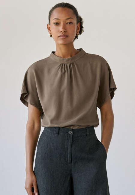Dolman-sleeve blouse, Taupe, completeTheLook