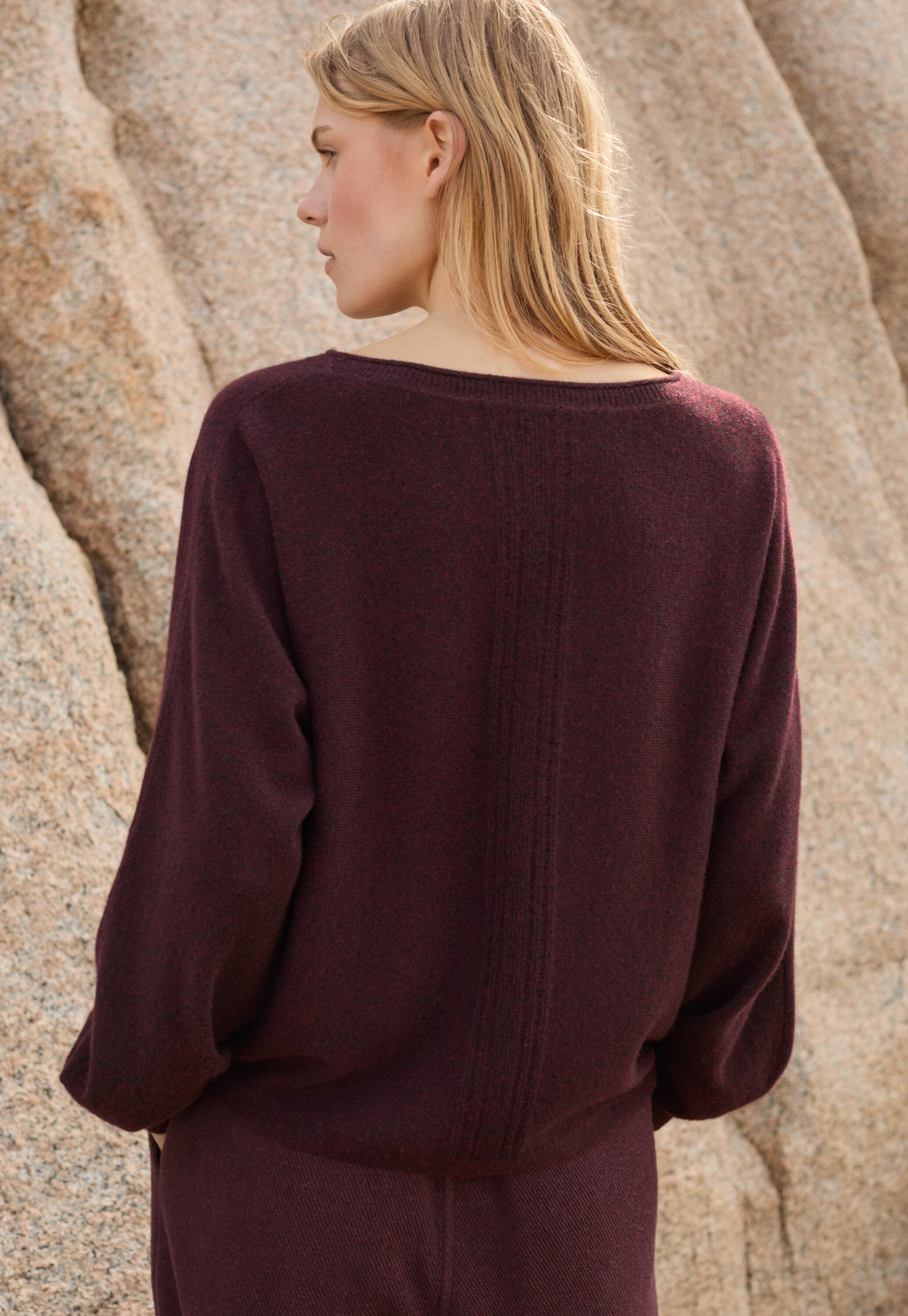 Dolman pleated-sleeve sweater