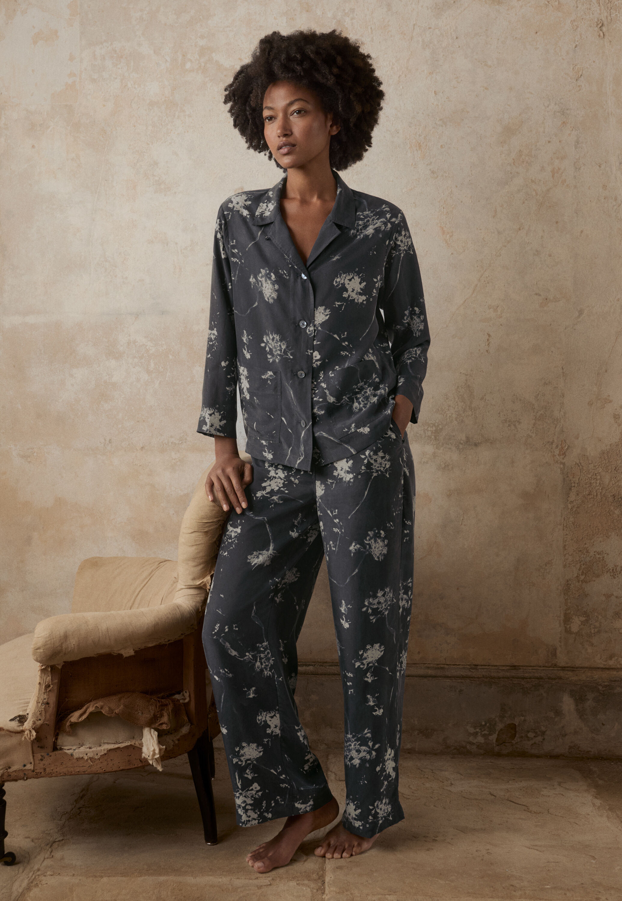 Printed silk pyjamas
