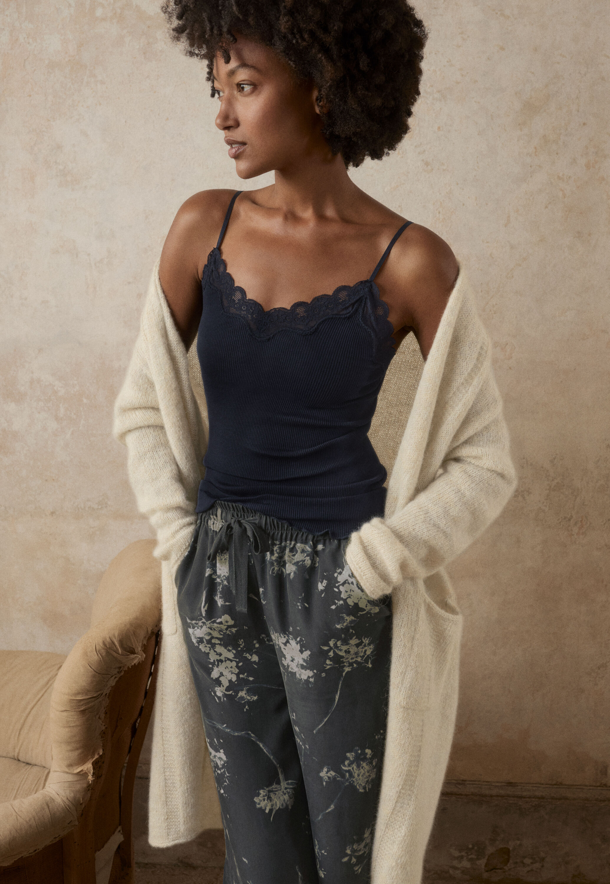 Printed silk pyjamas
