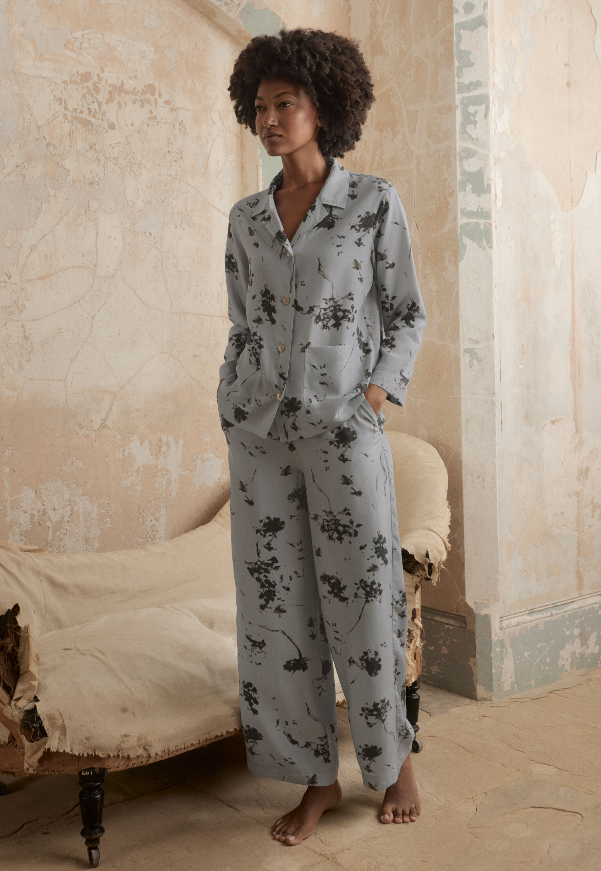 Printed silk pyjamas