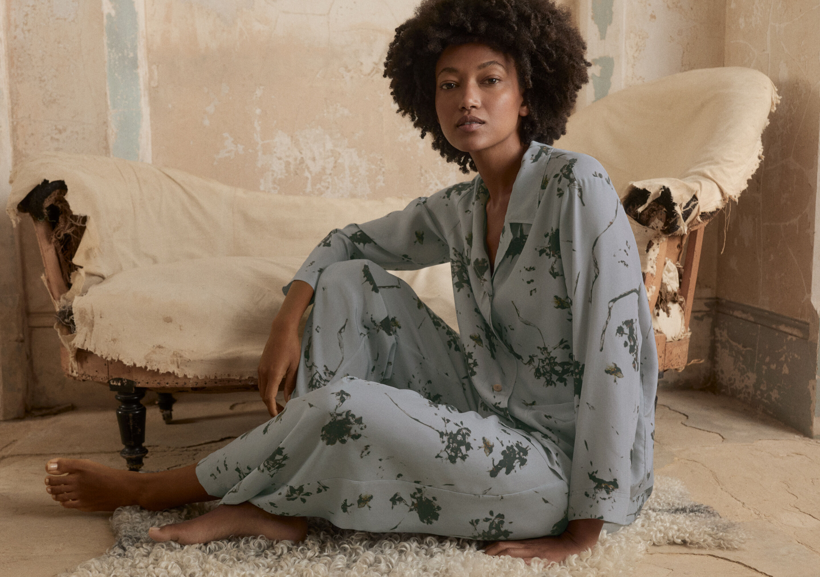 Printed silk pyjamas