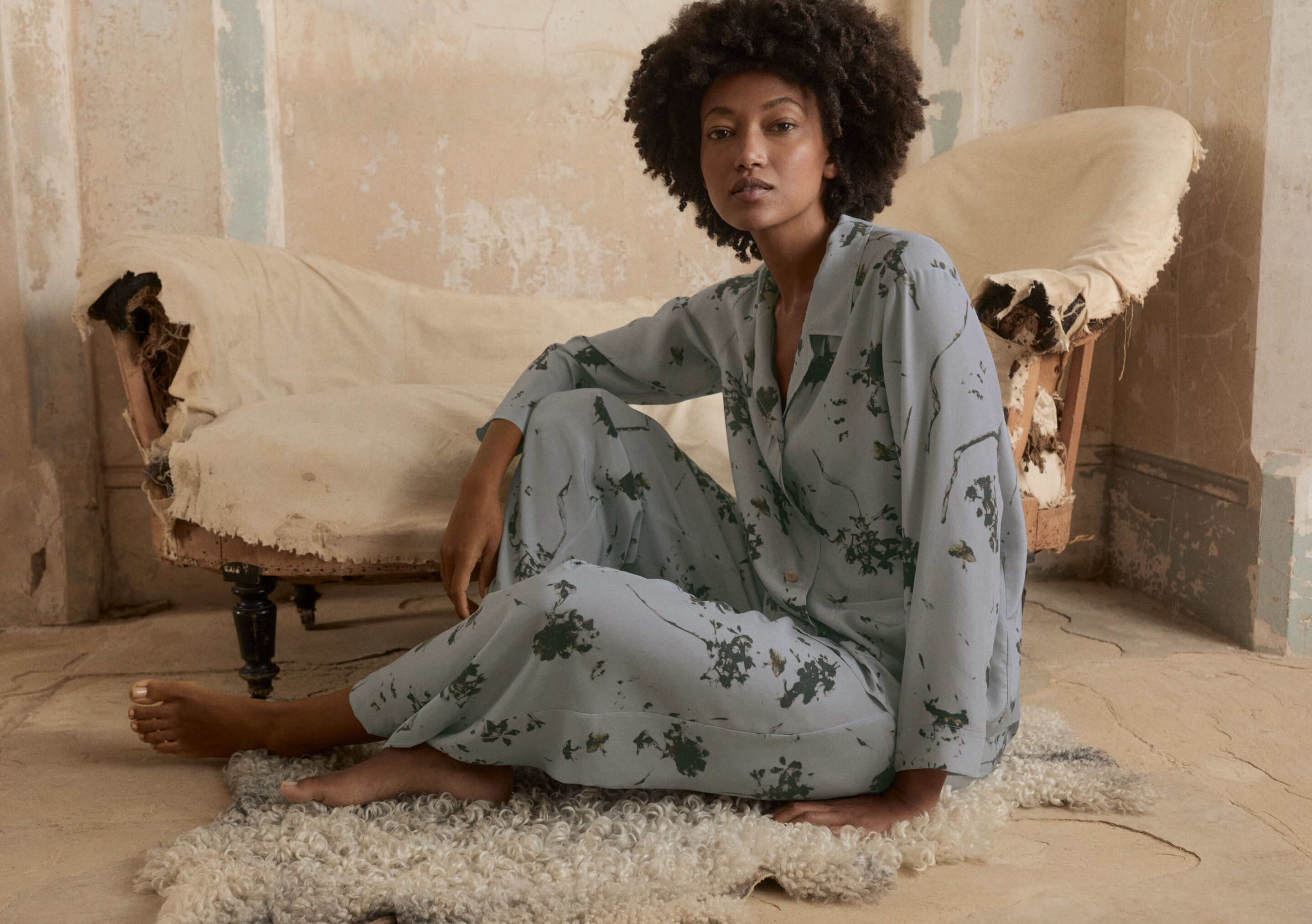 Printed silk pyjamas