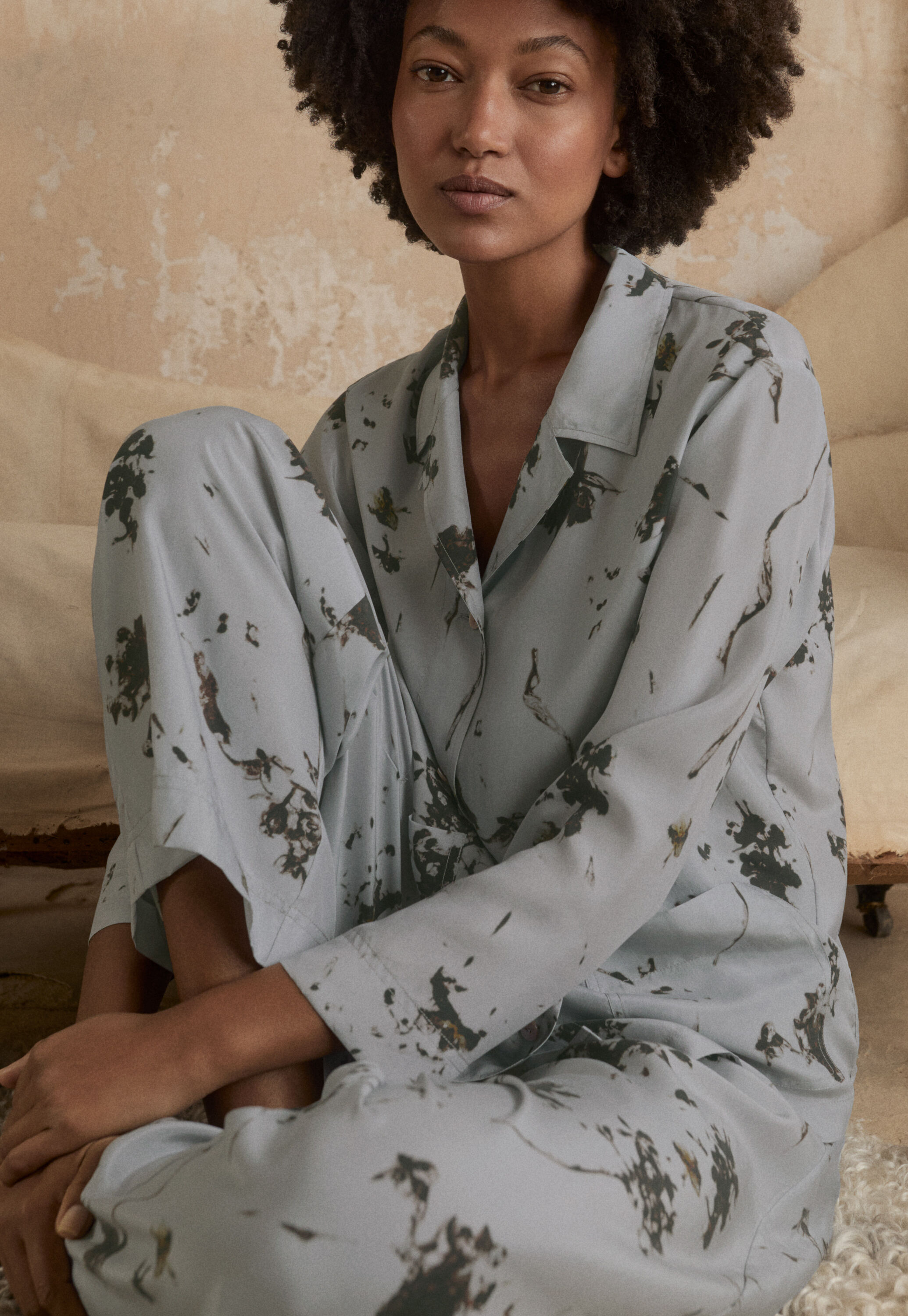 Printed silk pyjamas