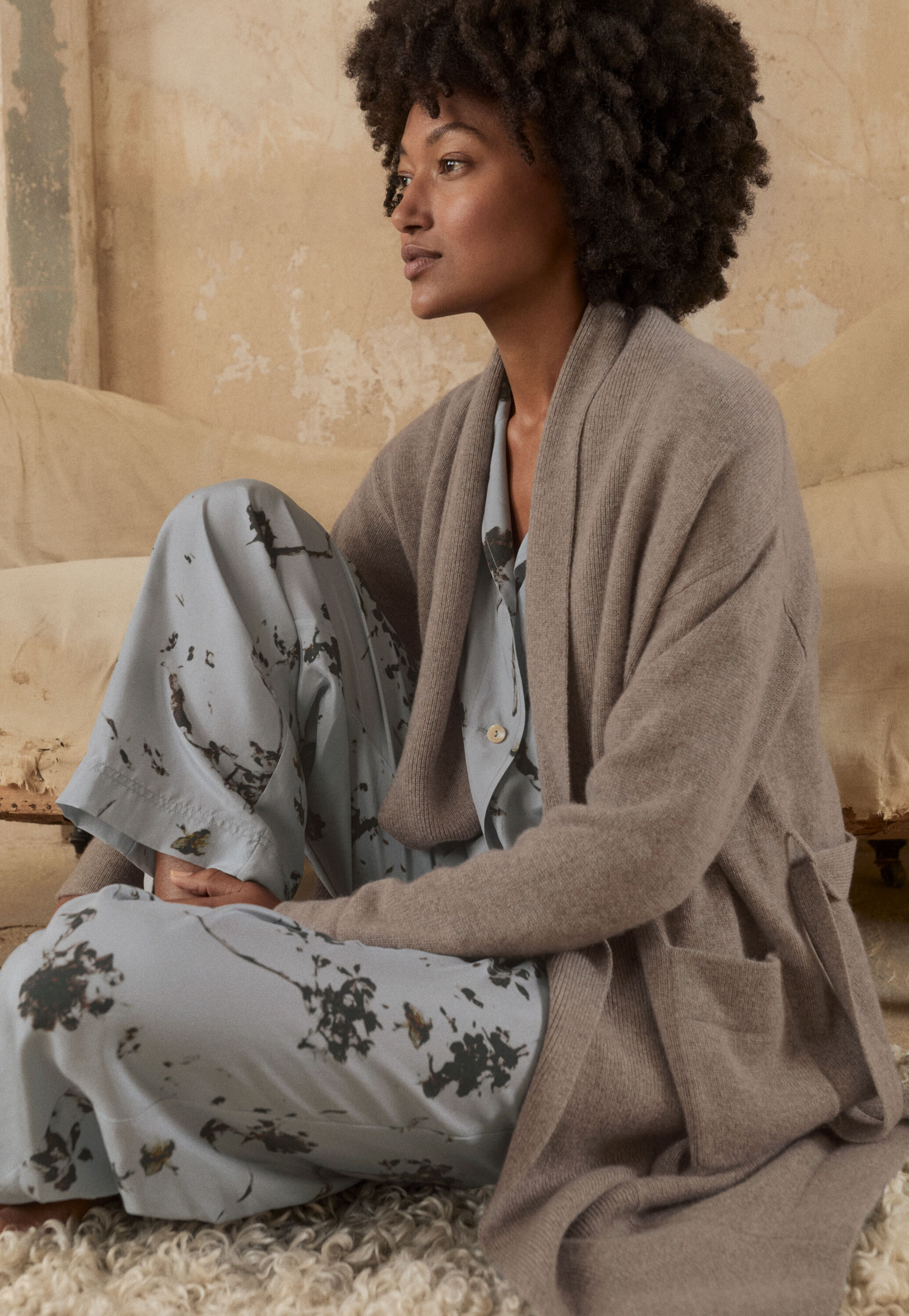 Knitted robe, Soft taupe, large