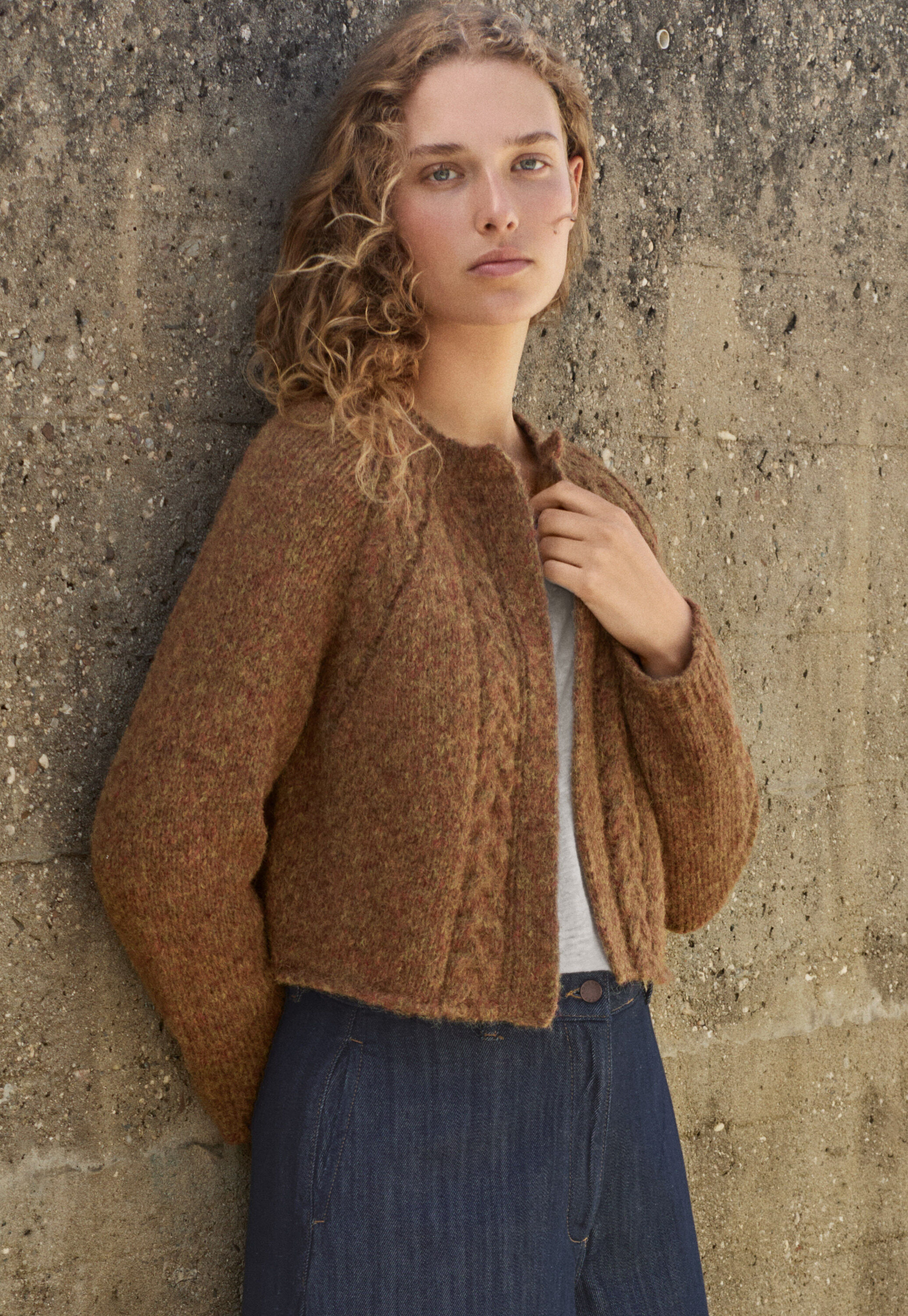 Cable-stitch cardigan