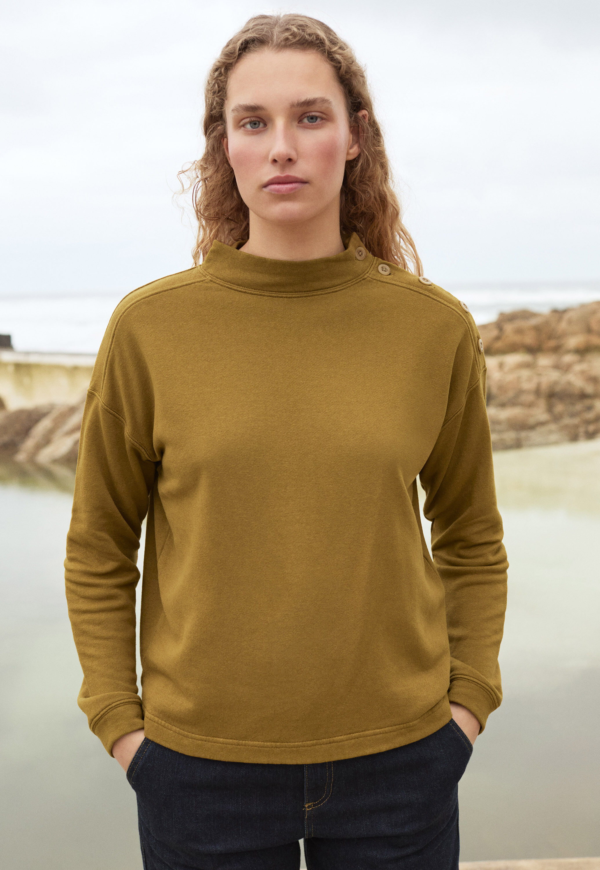 Button-shoulder top