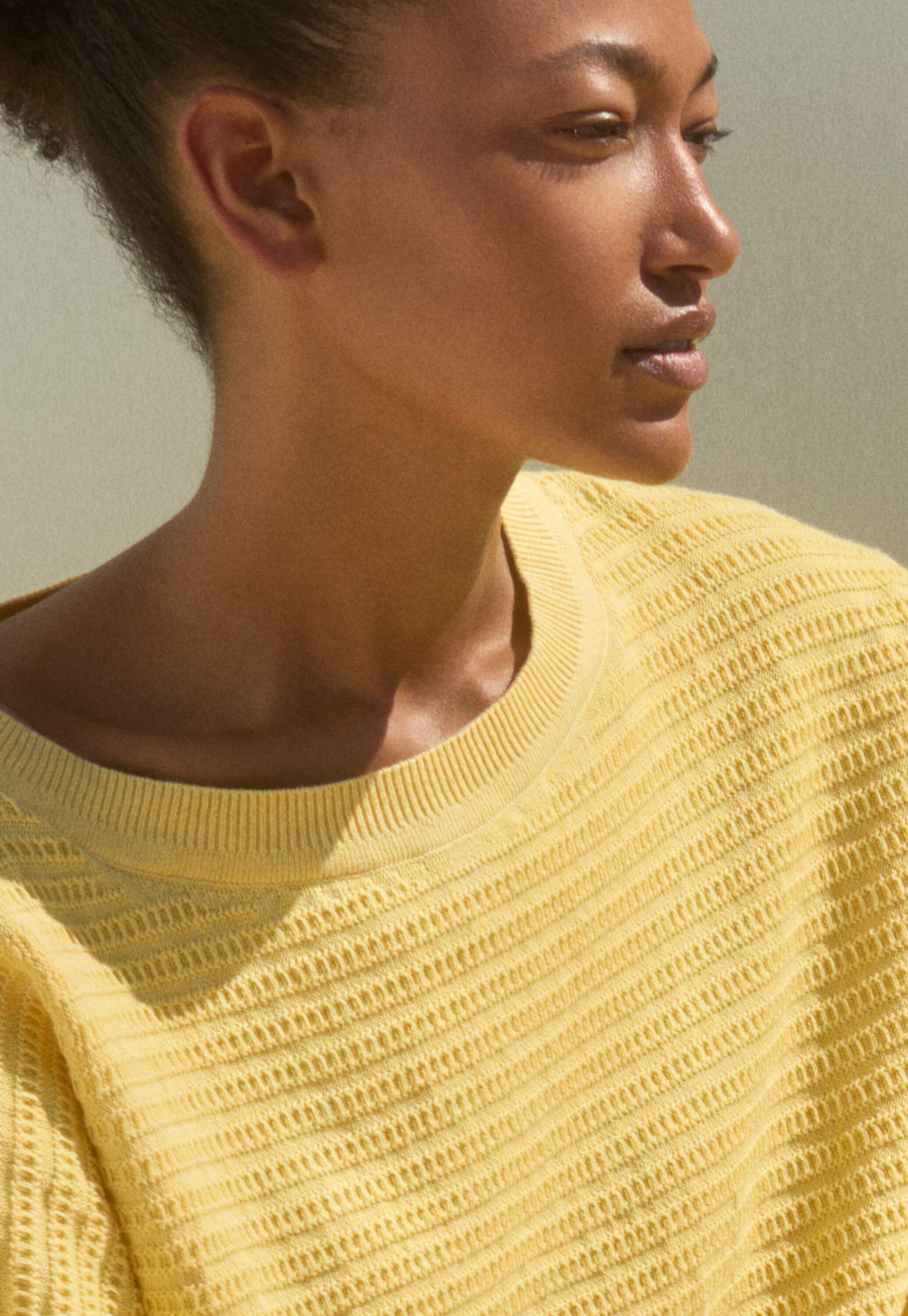 Boat-neck sweater, Lemon, large