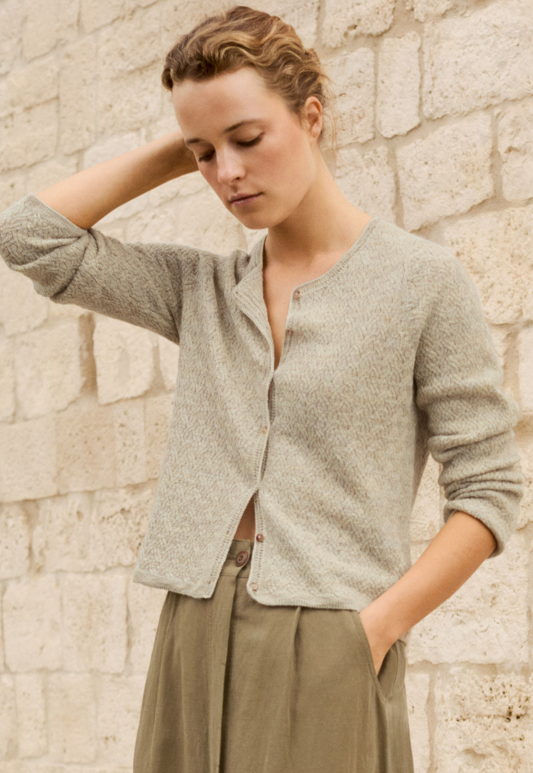 Cable-stitch cardigan